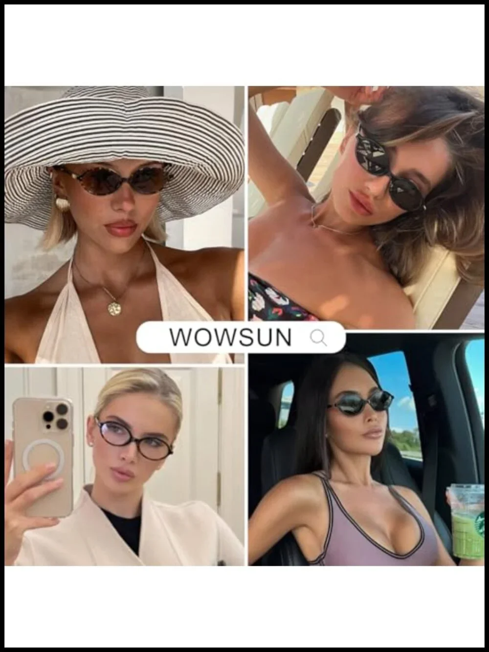 Retro Oval Acetate Sunglasses UV400 Protection Sun Glasses